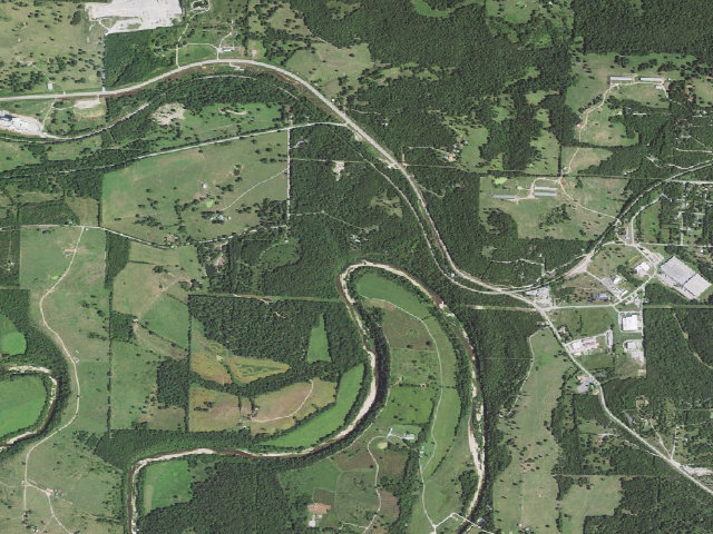 Aerial image of Crooked Creek Gravel Bar Camping Area