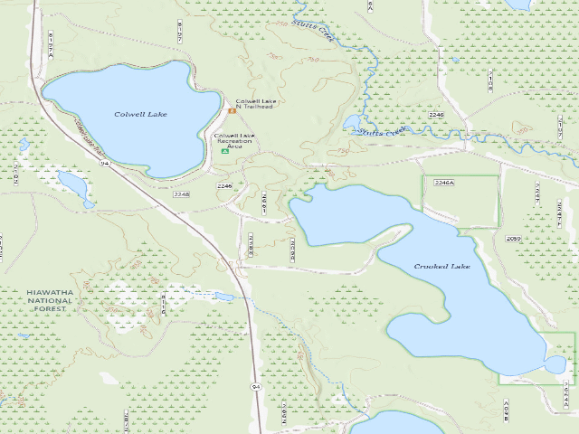 USGS topographic map of Crooked Lake Camping Area
