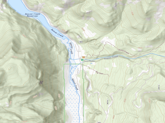 USGS topographic map of Cross Creek Campground