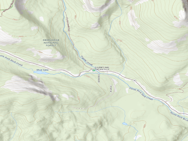 USGS topographic map of Crystal Creek Campground