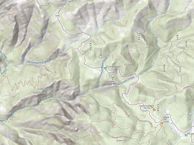 USGS topographic map of Cunningham Campground