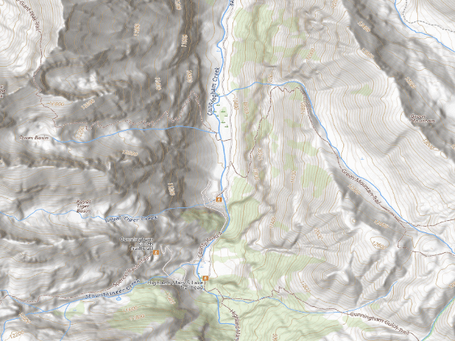 USGS topographic map of Cunningham Gulch Dispersed Camping
