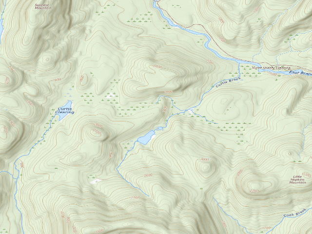 USGS topographic map of Curtis Brook Campsite (Siamese Ponds Wilderness)