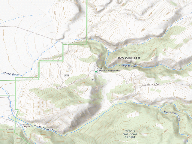 USGS topographic map of Curtis Canyon Campground