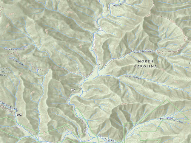 USGS topographic map of Curtis Creek Campground