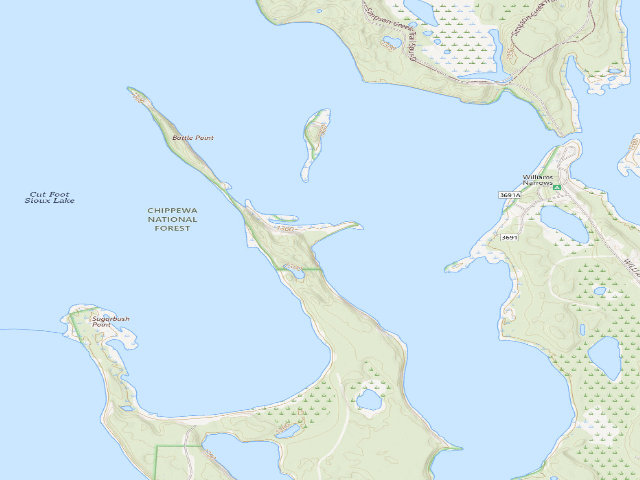USGS topographic map of Cut Foot Dispersed Campsites