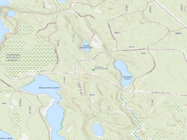 USGS topographic map of Cutfoot Horse Camp