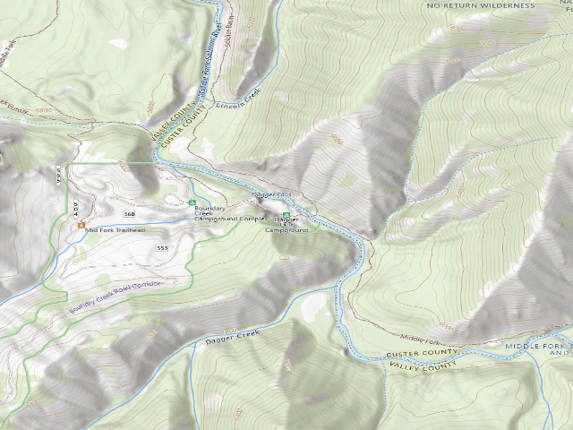 USGS topographic map of Dagger Falls Campground