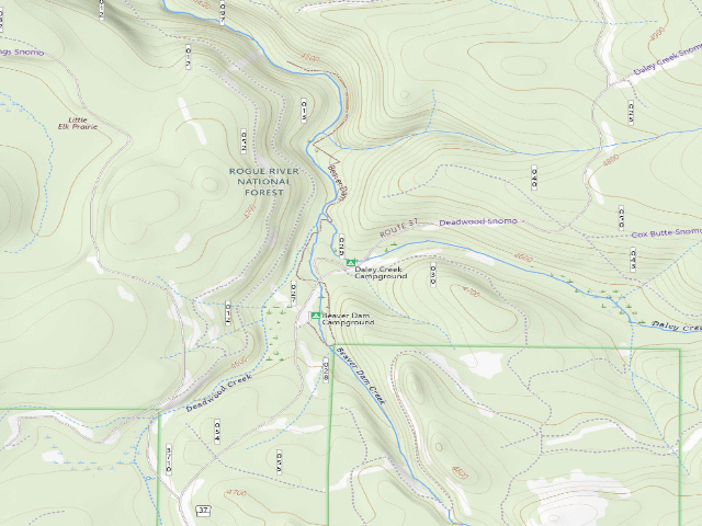 USGS topographic map of Daley Creek Campground