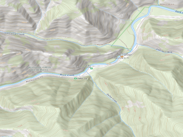 USGS topographic map of Dalles Campground