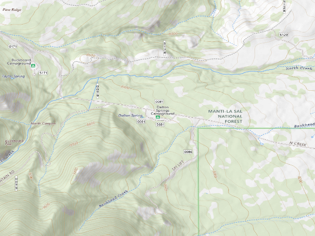 USGS topographic map of Dalton Springs Campground