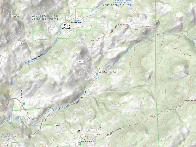 USGS topographic map of Dark Canyon Campground