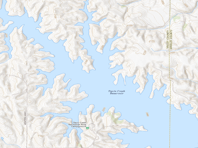 USGS topographic map of Davis Creek WMA