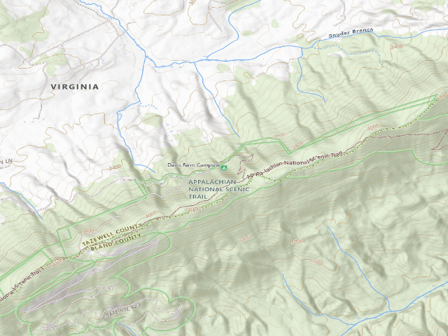 USGS topographic map of Davis Farm Campsite