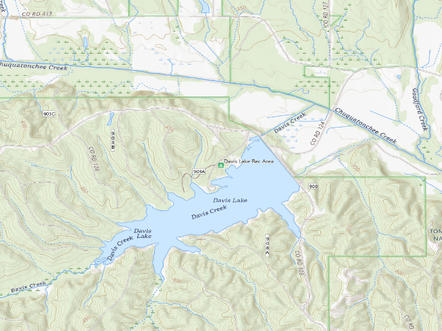 USGS topographic map of Davis Lake Rec Area