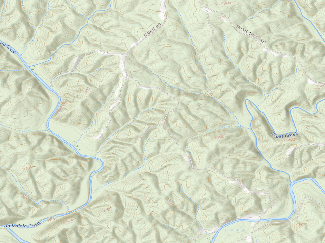 USGS topographic map of Dawson Forest WMA Primitive Campground #10