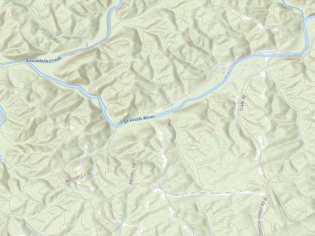 USGS topographic map of Dawson Forest WMA Primitive Campground #11