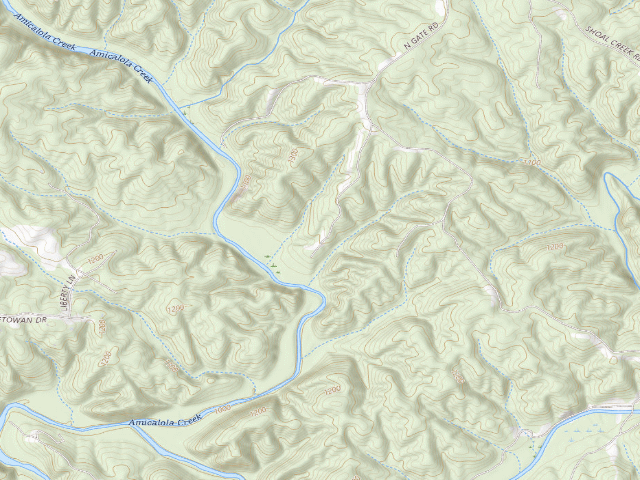 USGS topographic map of Dawson Forest WMA Primitive Campground #9
