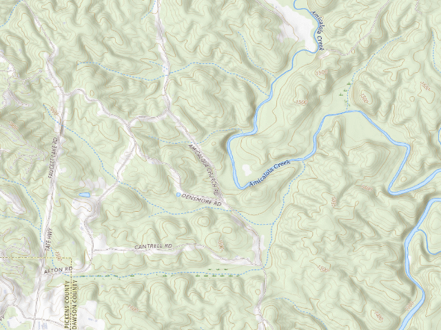 USGS topographic map of Dawson Forest WMA - Six Mile / Lindy Ford
