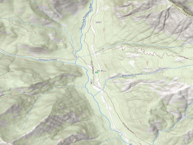 USGS topographic map of De Roux Campground And Trailhead