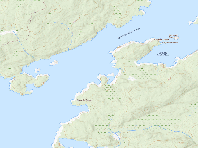 USGS topographic map of Dead Creek Flow Primitive Campsite 27 (Five Ponds Wilderness)