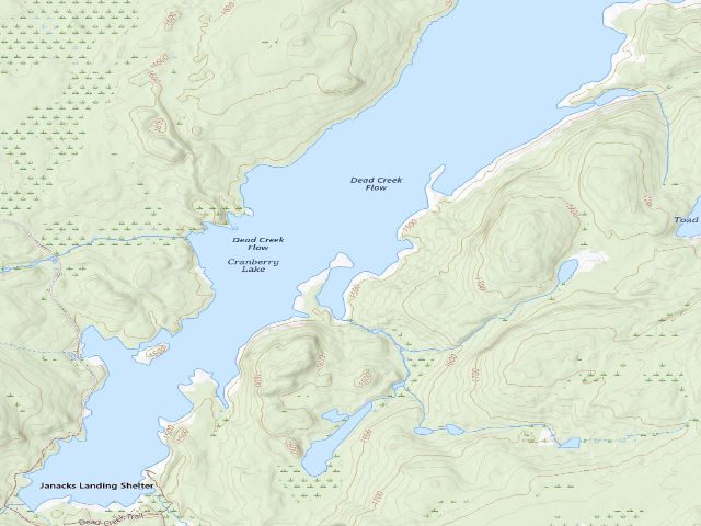 USGS topographic map of Dead Creek Flow Primitive Campsite 33 (Five Ponds Wilderness)
