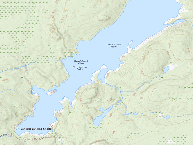 USGS topographic map of Dead Creek Flow Primitive Campsite 34 (Five Ponds Wilderness)