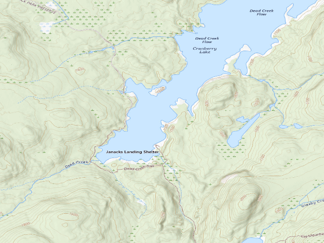 USGS topographic map of Dead Creek Flow Primitive Campsite 35 (Five Ponds Wilderness)