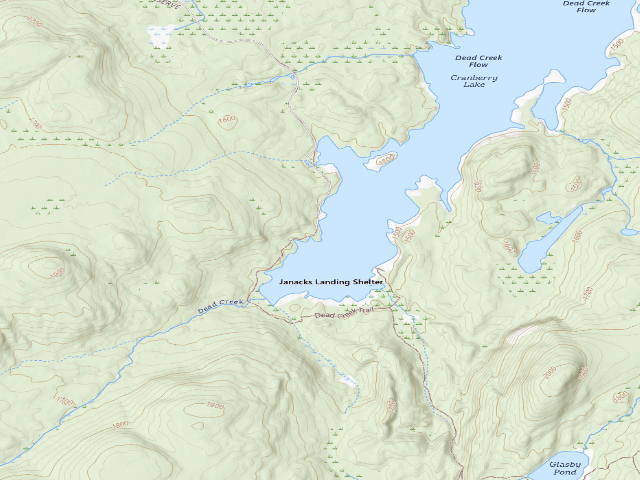 USGS topographic map of Dead Creek Flow Primitive Campsite 37 (Five Ponds Wilderness)