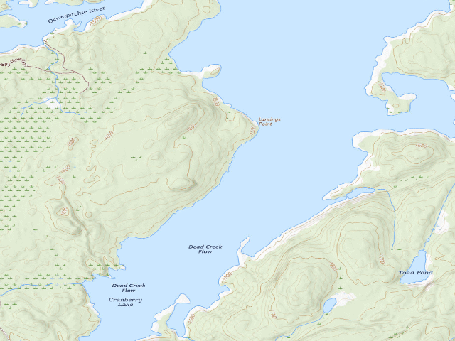 USGS topographic map of Dead Creek Flow Primitive Campsite 40 (Five Ponds Wilderness)