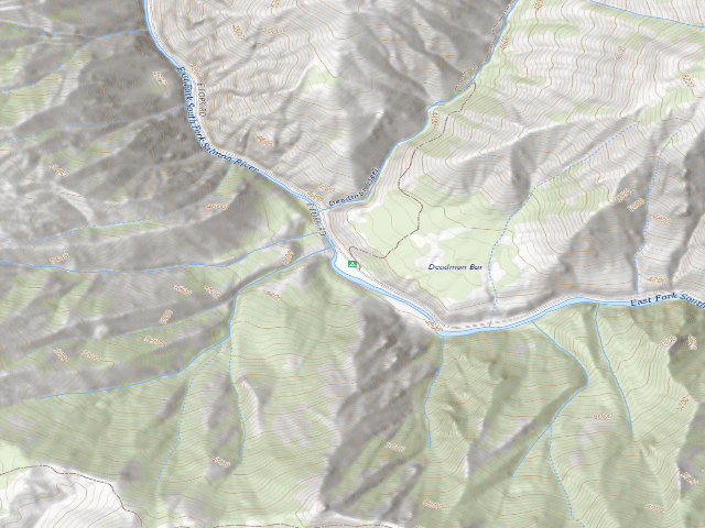 USGS topographic map of Deadman Bar Camping