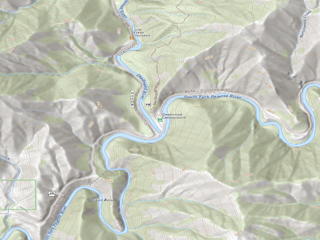 USGS topographic map of Deadwood Campground