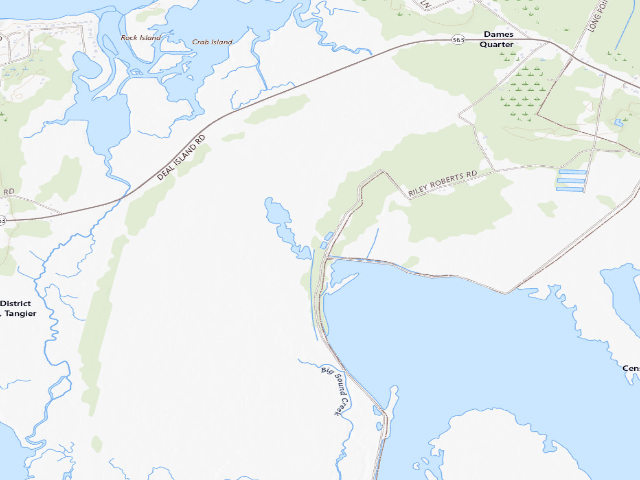 USGS topographic map of Deal Island Wildlife Management Area - primitive camping area