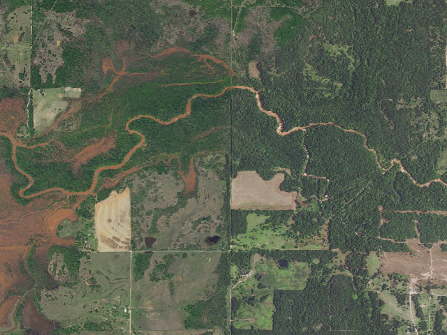 Aerial image of Deep Fork WMA Entrance 15 Camping (Deep Fork WMA)