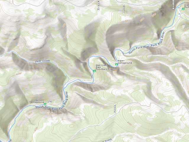 USGS topographic map of Deer Creek (East Fork-Black River