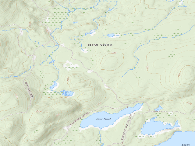 USGS topographic map of Deer Pond Road Roadside Tentsite [DEC #3616] (Blue Mountain Wild Forest)