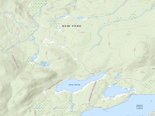 USGS topographic map of Deer Pond Road Roadside Tentsite [DEC #3617] (Blue Mountain Wild Forest)