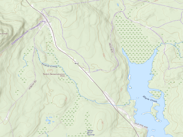 USGS topographic map of Delaware State Forest roadside campsite E011 Maple Run