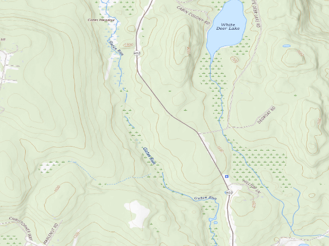 USGS topographic map of Delaware State Forest roadside campsite O017 White Deer