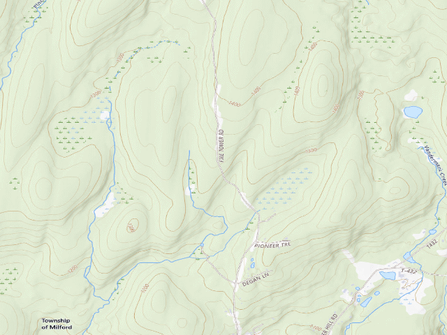 USGS topographic map of Delaware State Forest roadside campsite O020 Dimmick Meadow