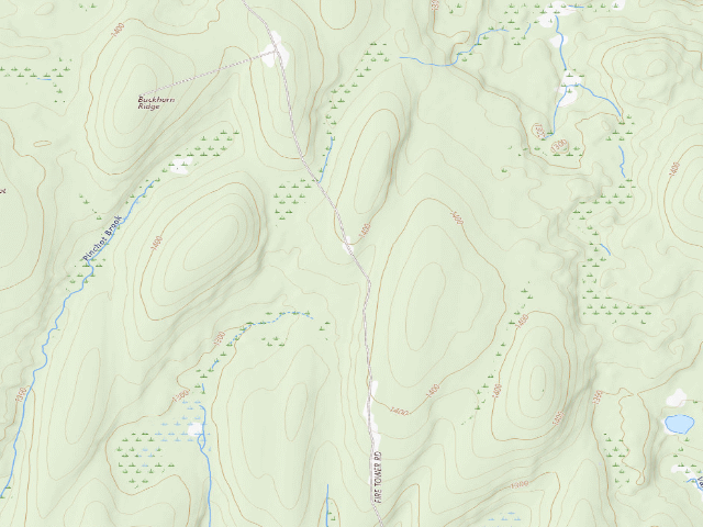 USGS topographic map of Delaware State Forest roadside campsite O023 Bushkill