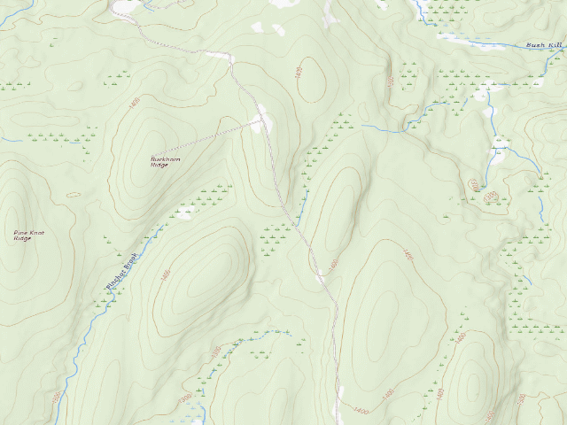 USGS topographic map of Delaware State Forest roadside campsite O025 Buckhorn