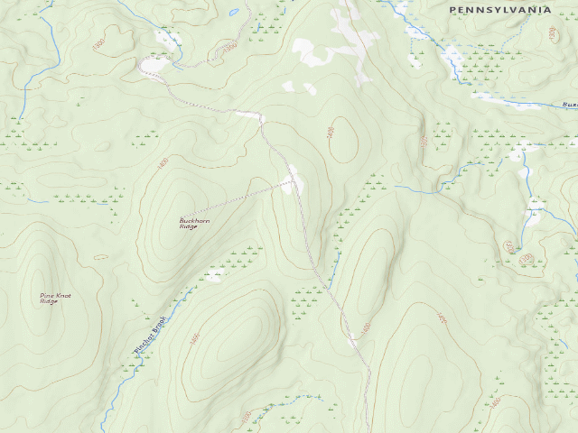 USGS topographic map of Delaware State Forest roadside campsite O027 Lost Camp