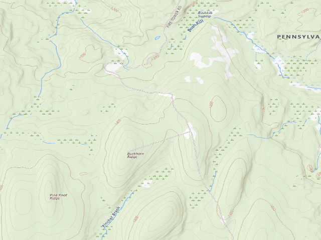USGS topographic map of Delaware State Forest roadside campsite O028 Last Stop 1