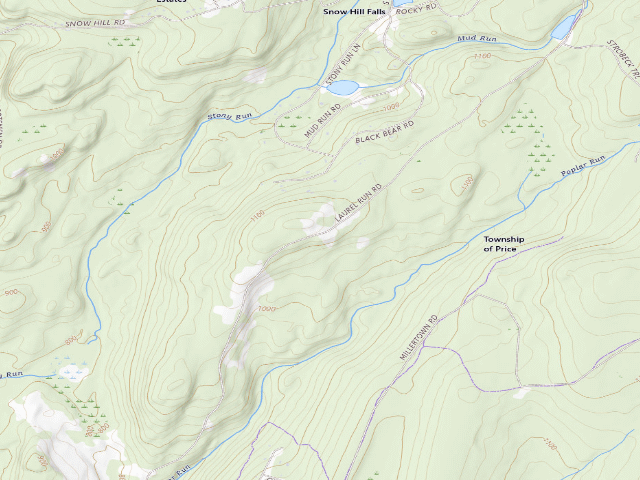 USGS topographic map of Delaware State Forest roadside campsite S002 Poplar Run