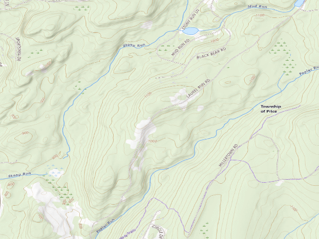 USGS topographic map of Delaware State Forest roadside campsite S003 Laurel Run