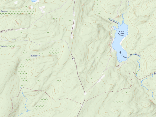 USGS topographic map of Delaware State Forest roadside campsite S006 Thunder Swamp