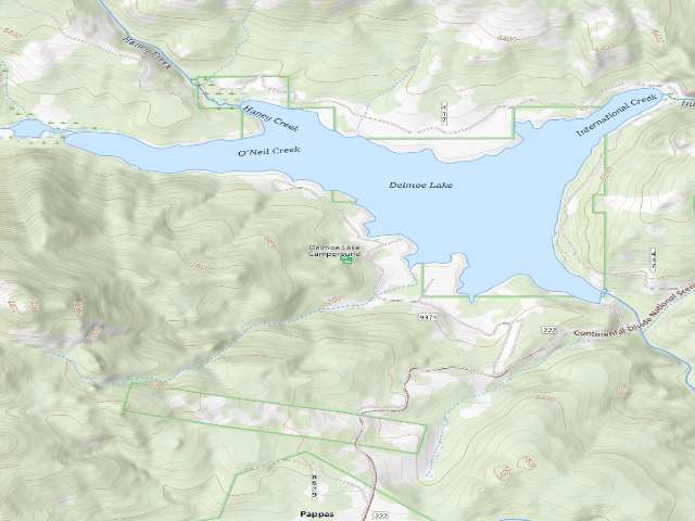 USGS topographic map of Delmoe Lake Campground