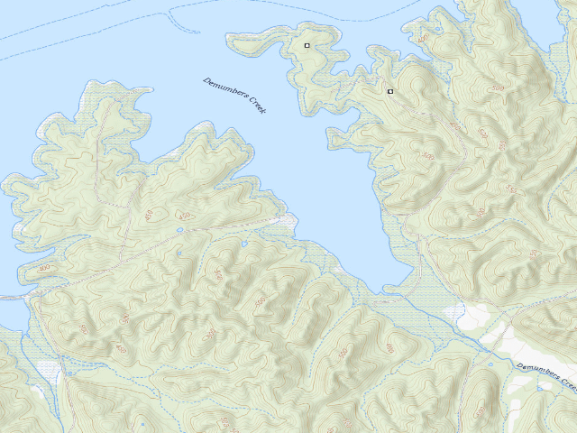 USGS topographic map of Demumbers Bay Backcountry Area & Boat Ramp at Land Between The Lakes