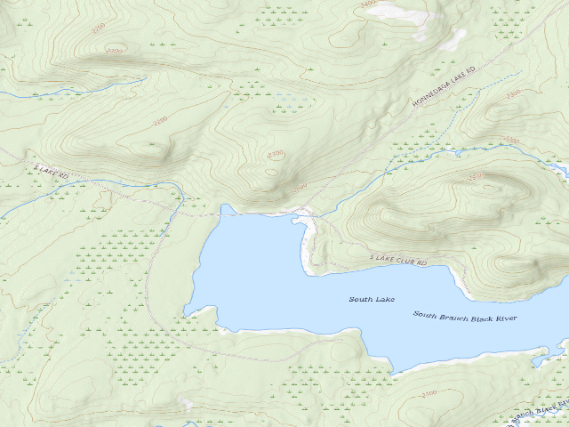 USGS topographic map of Designated South Lake Campsite 2 (Black River Wild Forest)